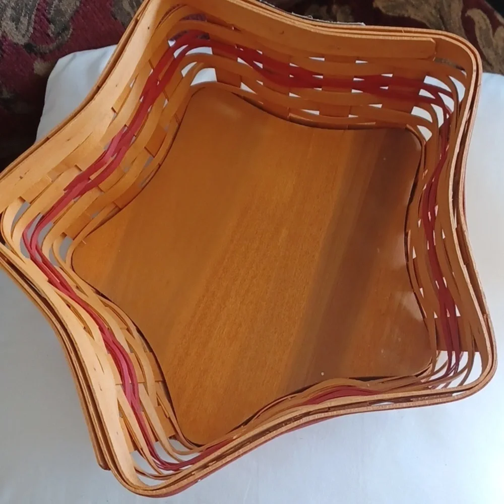 Vintage Longaberger Star Basket with Red Accents, two inserts, 2001